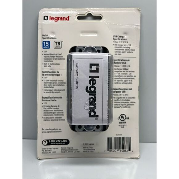 LEGRAND Radiant Tamper Resistant 2 USB 3.1A Outlet 15 Amp 125V - Picture 5 of 7